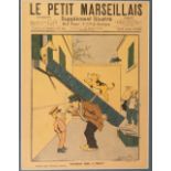 'LE PETIT MARSAILLES', Supplement Illustre, 1903, FRONT PAGE, tinted, 'Occasion mise a profit',14" x