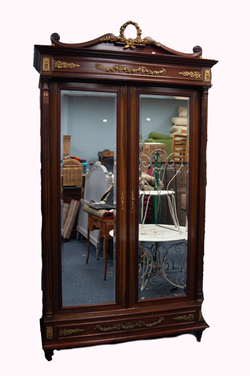 A GOOD QUALITY EARLY TWENTIETH CENTURY FRENCH LOUIS XVI STYLE MAHOGANY ORMOLU MOUNTED WARDROBE,