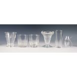 SET OF TEN FRENCH MOULDED GLASS ICE CREAM GLASSES, together with a COLLECTION OF VARIOUS DRINKING