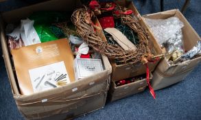 QUANTITY OF CHRISTMAS DECORATIONS, contents of three boxes