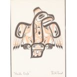 BILL REID (1920-1998) SCREEN PRINT IN BLACK AND RED 'Haida Eagle' Signed and titled 7 3/4" x 5 1/