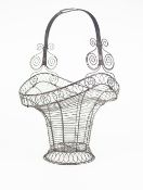 FRENCH BASKET PATTERN WIRE WORK JARDINIÈRE, 23" (58.4cm) high