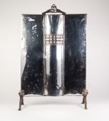 FRENCH ART DECO CHROME PLATED FIRE SCREEN, of oblong form the bow fronted centre section decorated