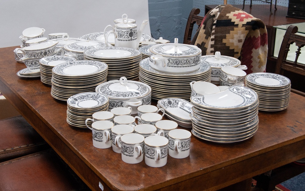 ROYAL WORCESTER ENGLISH FINE BONE CHINA 'PADUA' PATTERN DINNER AND COFFEE SERVICE FOR 14 PERSONS,