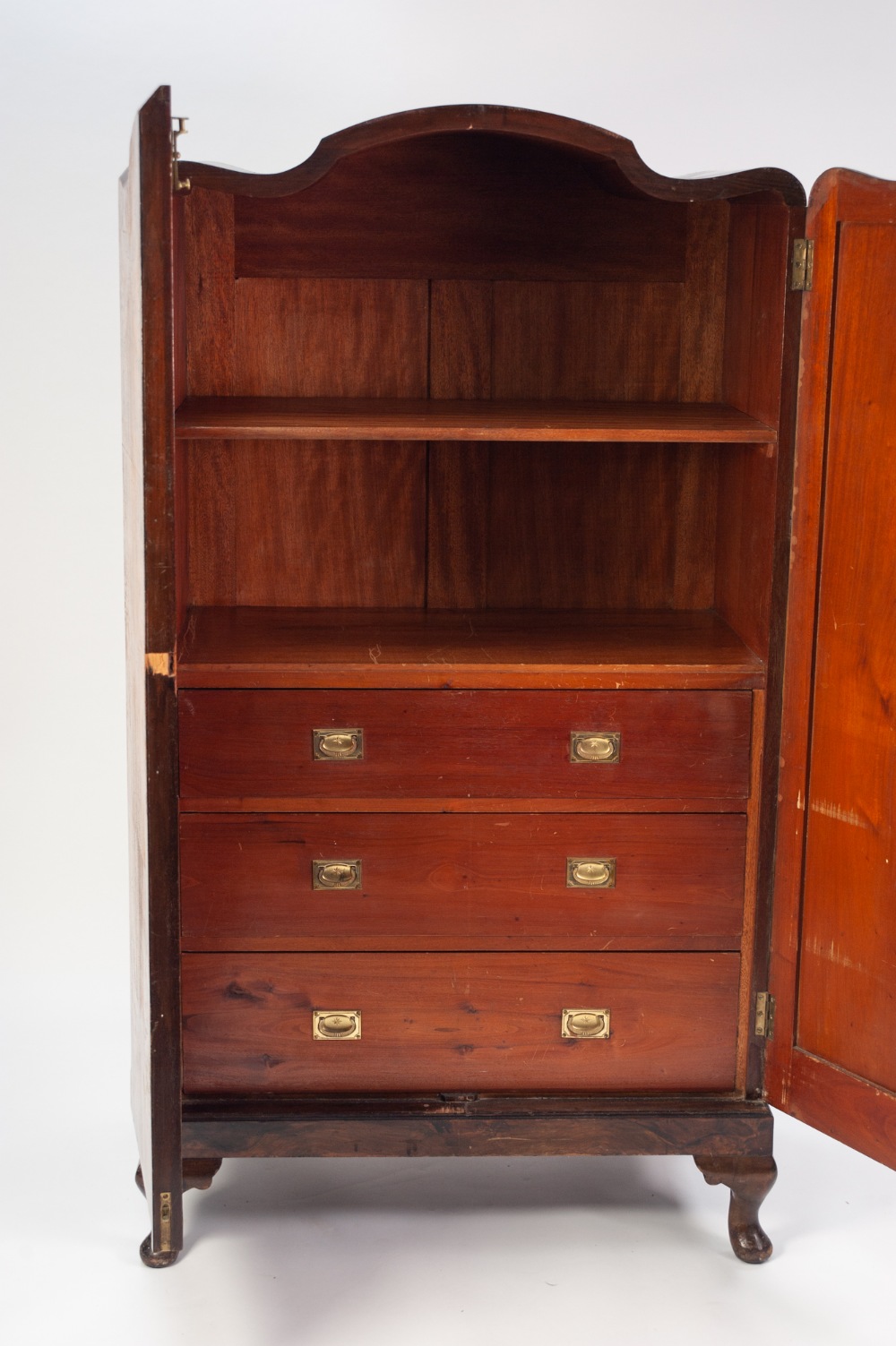 a 1930's WALNUTWOOD GENTLEMAN'S TWO DOOR WARDROBE on short cabriole legs - Image 2 of 2