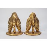 PAIR OF MODERN CARVED GILT WOOD WALL BRACKETS WITH SWAN PATTERN SUPPORTS, 17" (43.2cm) high, (2)