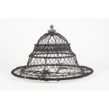 FRENCH WIRE WORK HANGING BASKET, of flared form with chain suspensions, 27" (68.6cm), lacking liner