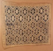 AGED AFRICAN WOVEN WOOL PANEL, worked in tones of brown with interlocking diamond shaped panels with