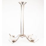 STYLISH FRENCH MID CENTURY CHROME PLATED FOUR LIGHT ELECTROLIER, 26 ¾" (68cm) high, shades a/f,