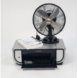 CINNI REPRODUCTION DESK TOP FAN, together with a CANON PIXMA MP520 DESK TOP COMBINATION PRINTER