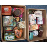 QUANTITY OF VINTAGE AND LATER PRINTED TINS, various, contents of two boxes