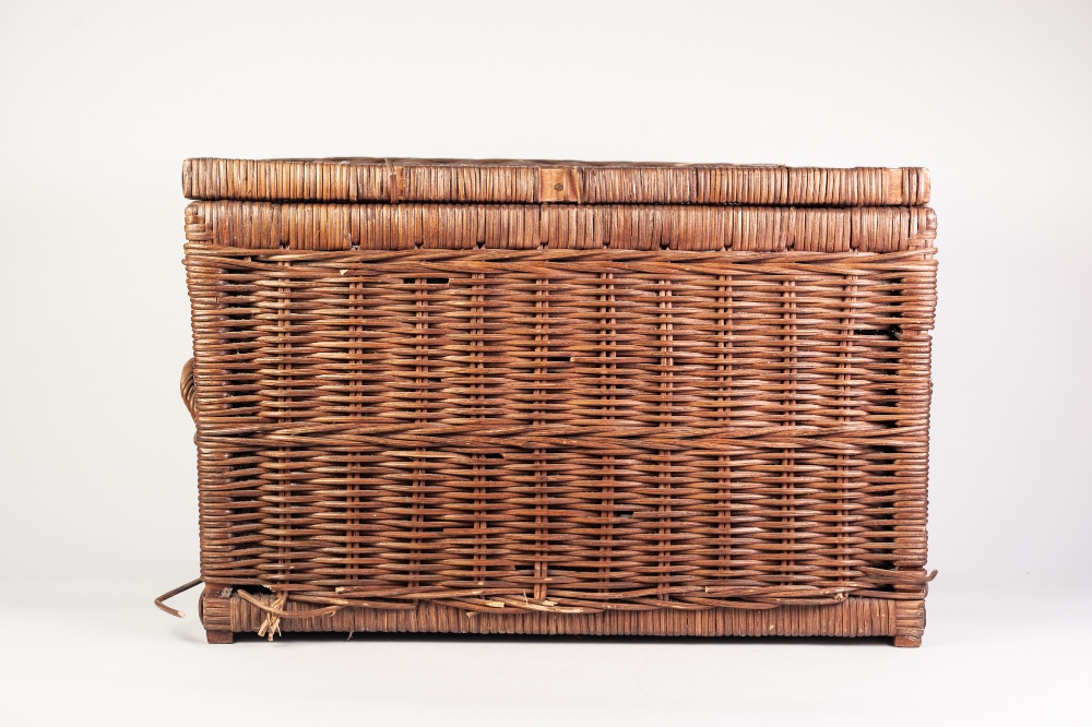 PAIR OF WICKER OBLONG, TWO DIVISION OPEN BASKETS, 8 ½" (21.6cm) high, 22" x 16" (56cm x 40.7cm) - Image 2 of 2