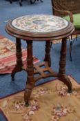 LATE NINETEENTH CENTURY OAK CIRCULAR OCCASIONAL TABLE, having a coloured hardstone mosaic top with