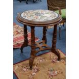 LATE NINETEENTH CENTURY OAK CIRCULAR OCCASIONAL TABLE, having a coloured hardstone mosaic top with