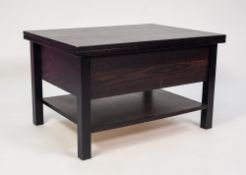 MODERN BLACK ASH EFFECT COFFEE TABLE WITH FOLD-OVER TOP