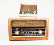 CALYPSO 62014 VINTAGE RADIO, in veneered walnut case, a/f, together with a RADIOLA PORTABLE RADIO,