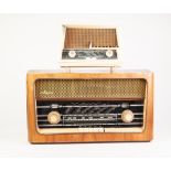 CALYPSO 62014 VINTAGE RADIO, in veneered walnut case, a/f, together with a RADIOLA PORTABLE RADIO,