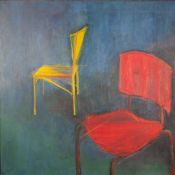 SUSAN KAY (modern) OIL PAINTING ON CANVAS An abstract study of two chairs signed and dated 1990