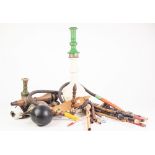 COLLECTION OF PARTS FOR HOOKAH PIPES, mouthpieces, vases, hose etc, contents of one box