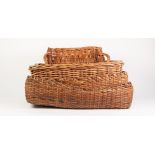 TWO HANDLED OBLONG WICKER TRUNK, 15 ½" (39.3cm) high, 24" x 15" (61cm x 38.1cm), together with TWO