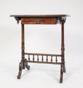 LATE NINETEENTH CENTURY MAHOGANY SMALL OBLONG WRITING TABLE, fitted with one drawer, on two turned