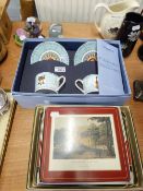 WEDGWOOD 'CELEBRATION OF THE MILLENIUM' PAIR OF CUPS AND SAUCERS, BOXED, CLOVER LEAF TABLEMATS '