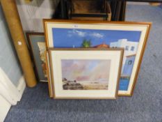 FOUR UNFRAMED COLOUR PRINTS, H. MOLLOY, WATERCOLOUR, ARCHITECTURAL DRAWING, KOS, GOUACHE DRAWING,