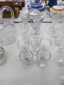 SET OF FOUR NINETEENTH CENTURY PORT GLASSES, EACH WITH A ROUND BOWL, BLADED KNOP STEM AND AND