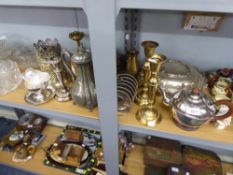 ELECTROPLATE TEAPOT AND A PLATED FRUIT BOWL, EP CIRCULAR DISH WITH COVER, AND OTHER VARIOUS PIECES