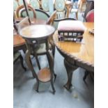 TABOURET FOOTSTOOL AND A JARDINIERE STAND (2)