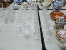 THIRTY MAINLY EARLY TWENTIETH CENTURY STEM WINE GLASSES AND 4 TUMBLERS WITH CUT AND ACID ETCHED