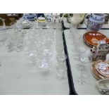 THIRTY MAINLY EARLY TWENTIETH CENTURY STEM WINE GLASSES AND 4 TUMBLERS WITH CUT AND ACID ETCHED