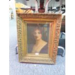 EARLY 20th CENTURY ENGLISH SCHOOL OIL PAINTING ON CANVAS BUST PORTRAIT OF A YOUNG WOMAN 14" X 16"