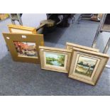 FRAMED COLOUR PRINT, HARBOUR SCENE AND FOUR OTHER PRINTS, BIRDS ETC.....