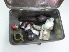 MINOR COLLECTABLES, MIXED LOT, to include: CASED WOODEN PIPE WITH ELECTROPLATED MOUNTS, 'SILVER'