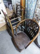 TWO BEDROOM SINGLE CHAIRS AND A LOW SEATED TUB ARMCHAIR WITH PIERCED BACK (3)