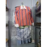 A COLLECTION OF LADIES CLOTHES TO INCLUDE TWO DRESSES, ONE BENNY ONG SILK 'SAILOR COLLAR' DRESS, A