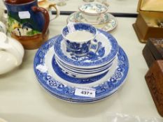 WOODS WARE 'WILLOW' PATTERN PART COFFEE SERVICE, 10 PIECES