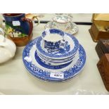 WOODS WARE 'WILLOW' PATTERN PART COFFEE SERVICE, 10 PIECES