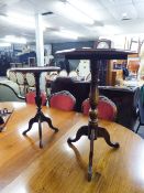 TWO EARLY/MID TWENTIETH CENTURY WINE TABLES, ONE HAVING OCTAGONAL TOP, THE OTHER WITH CIRCULAR