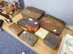 A SMALL GROUP OF TINS AND DECORATIVE BOXES VARIOUS