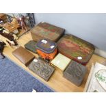 A SMALL GROUP OF TINS AND DECORATIVE BOXES VARIOUS