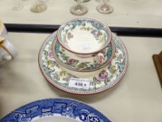 MINTON 'MOSS ROSE' TRIO OF CUP, SAUCER AND PLATE (3)