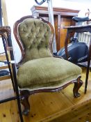 AN EARLY VICTORIAN MAHOGANY FRAMED OPEN ARMCHAIR