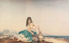 SIR WILLIAM RUSSELL FLINT ARTIST SIGNED COLOUR PRINT 'Sara' Signed in pencil and with blind stamp 15