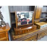 A LATE GEORGIAN STYLE MAHOGANY BOW FRONTED BOX TOILET MIRROR