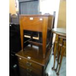 A MAHOGANY PIANO STOOL WITH BOX SEAT, ON SQUARE TAPERING LEGS