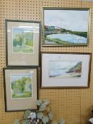 A CIRCA 1900 WATERCOLOUR INDISTINCTLY SIGNED ARTHUR WELLETT AND THREE OTHER PICTURES VARIOUS (4)