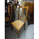 A PAIR OF EDWARDIAN MAHOGANY SIDE/BEDROOM CHAIRS, WITH INSET CANE SEAT AND ANOTHER PAIR SIMILAR