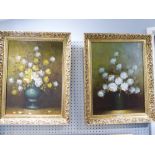 UNATTRIBUTED (TWENTIETH/ TWENTY FIRST CENTURY) PAIR OF OIL PAINTINGS ON BOARD Still life studies-